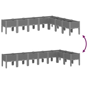 Jardinière bac lit surélevé plantes fleurs terrasse 200 x 160 x 42 cm gris