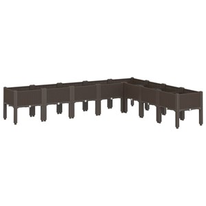 Jardinière bac lit surélevé plantes fleurs terrasse 200 x 160 x 42 cm marron