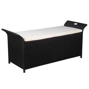 Banc de jardin meuble de patio d'extérieur 138 x 50 x 60 cm résine noir