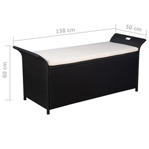 Banc de jardin meuble de patio d'extérieur 138 x 50 x 60 cm résine noir