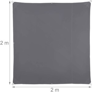 Voile d'ombrage carré 2 x 2 m 200 x 200 x 200 cm gris