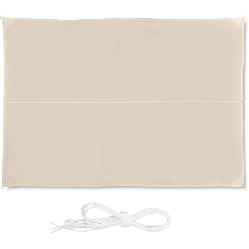 Voile d'ombrage rectangle 3 x 4 m 300 x 300 x 400 cm beige