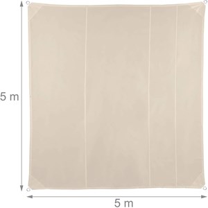 Voile d’ombrage carré 5 x 5 m 500 x 500 x 500 cm beige