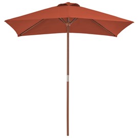Parasol d'extérieur avec mât en bois 150 150 x 200 x 235 cm bois marron