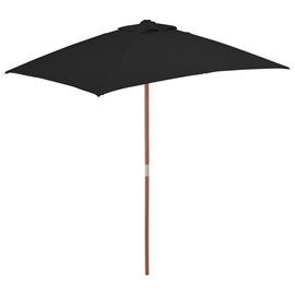Parasol d'extérieur avec mât en bois 150 150 x 200 x 235 cm bois marron