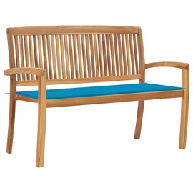 Banc de jardin meuble de patio d'extérieur 128.5 x 57.5 x 90 cm bois bleue