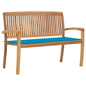 Banc de jardin meuble de patio d'extérieur 128.5 x 57.5 x 90 cm bois bleue