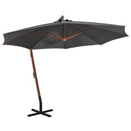 Parasol suspendu avec mât 3,5 x 2,9 350 x 350 x 290 cm bois marron