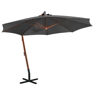 Parasol suspendu avec mât 3,5 x 2,9 350 x 350 x 290 cm bois marron