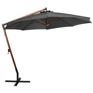 Parasol suspendu avec mât 3,5 x 2,9 350 x 350 x 290 cm bois marron