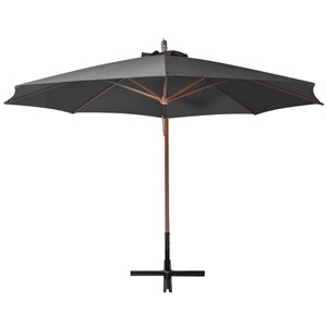 Parasol suspendu avec mât 3,5 x 2,9 350 x 350 x 290 cm bois marron