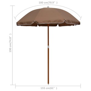 Parasol mobilier de jardin avec mât en 155 x 155 x 190 cm taupe