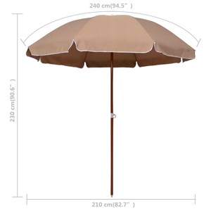 Parasol d'extérieur avec mât en acier 240 210 x 210 x 230 cm taupe
