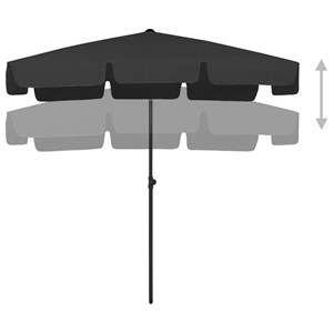 Parasol de plage 200 x 125 cm 200 x 125 x 245 cm noir