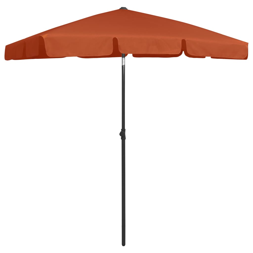 Parasol De Plage LIFE IS 180 Cm - Tissu Nylon Anti-UV Avec Cheminée Coupe-Vent, Orange