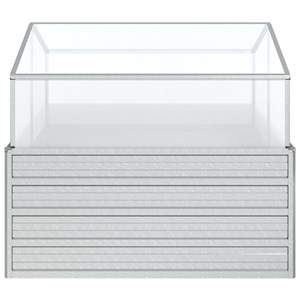 Jardinière bac lit surélevé plantes fleurs terrasse 100 x 100 x 85 cm argenté