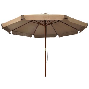Parasol mobilier de jardin avec mât en 330 x 330 x 254 cm bois marron
