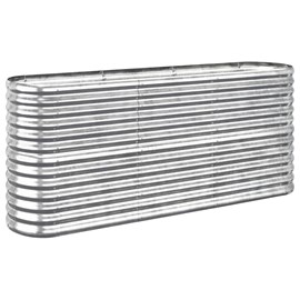 Jardinière bac lit surélevé plantes fleurs terrasse 152 x 40 x 68 cm argenté