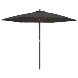 Parasol de jardin avec mât en bois 299 x 299 x 240 cm bois marron