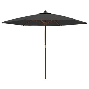 Parasol de jardin avec mât en bois 299 x 299 x 240 cm bois marron