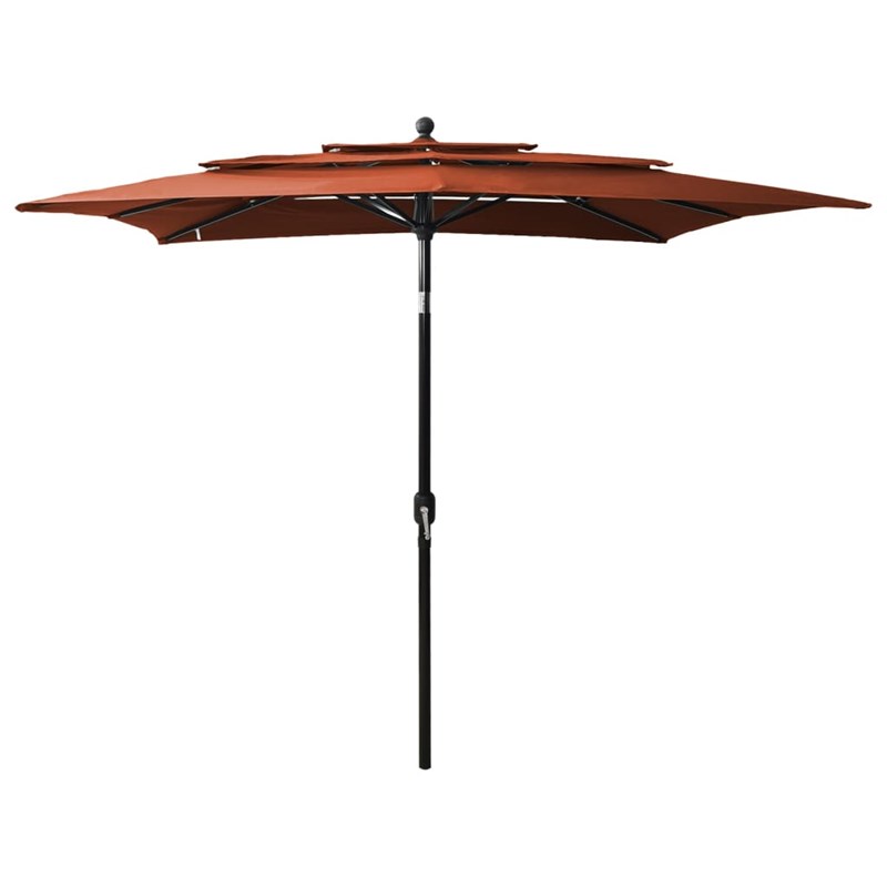 Parasol à 3 niveaux avec mât en 250 x 250 x 260 cm aluminium orange