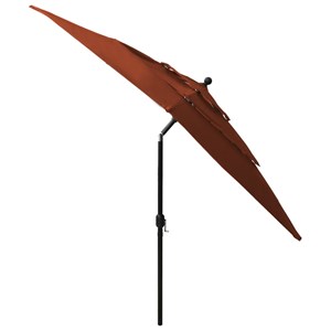 Parasol à 3 niveaux avec mât en 250 x 250 x 260 cm aluminium orange