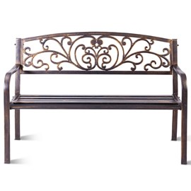 Banc de jardin noir magnifique 127 x 127 x 60 x 85 cm métal argentée
