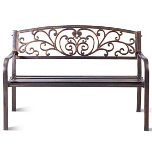Banc de jardin noir magnifique 127 x 127 x 60 x 85 cm métal argentée