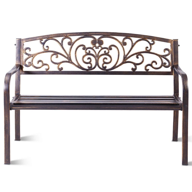 Banc de jardin noir magnifique 127 x 127 x 60 x 85 cm métal argentée