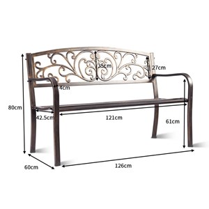 Banc de jardin noir magnifique 127 x 127 x 60 x 85 cm métal argentée