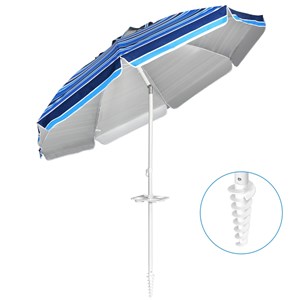 Parasol de plage inclinable 2,2 m avec 220 x 220 x 220 cm bleue