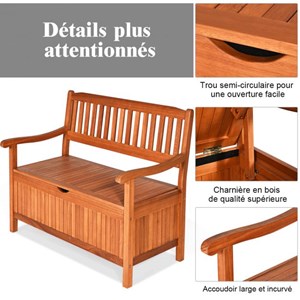Banc de jardin 2 places 107 x 107 x 59 x 90 cm bois marron