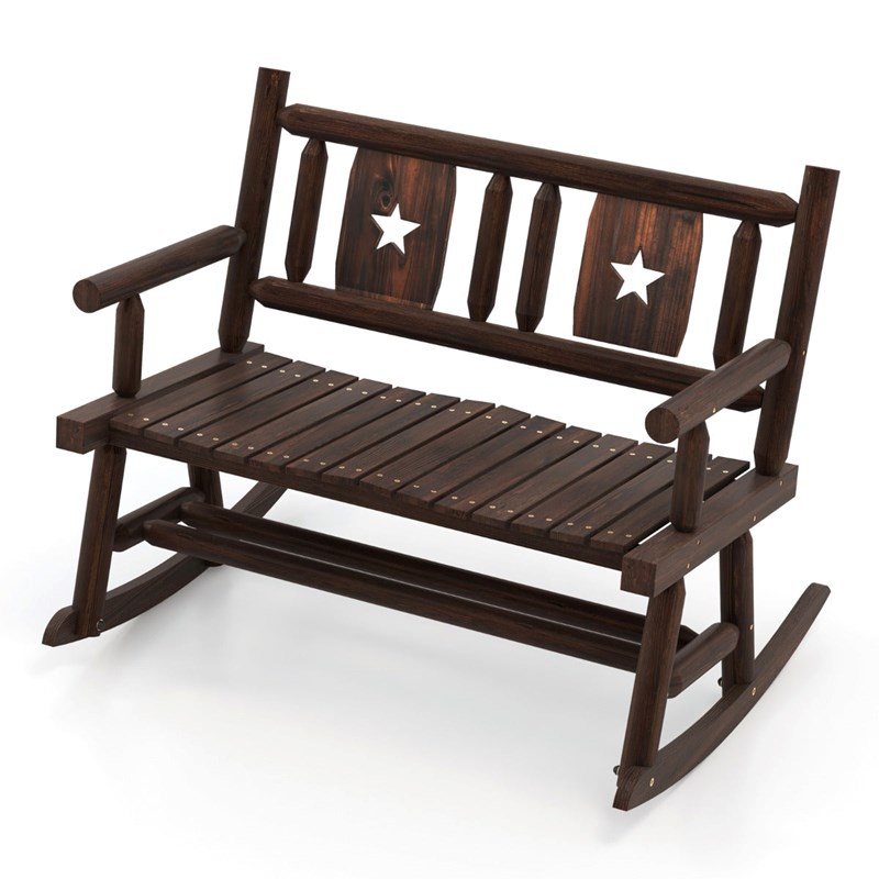 Banc à bascule de jardin en bois 111 x 85 x 89 cm bois marron