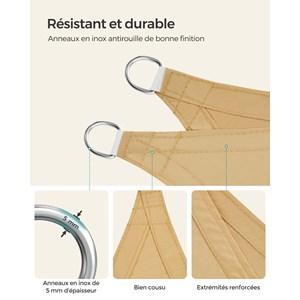 Voile d’ombrage 2 x 3 m beige