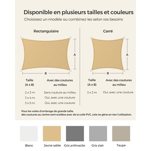 Voile d’ombrage 2 x 3 m beige