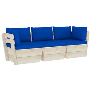 Canapé palette à 3 places de jardin 60 x 60 x 65 cm bois marron
