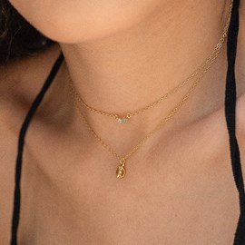 Collier plaqué or aigue-marine & cristal