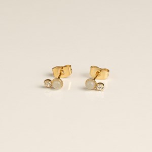 Puces plaqué or – aigue-marine & cristal