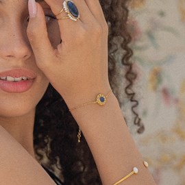 Bracelet plaqué or – sodalite naturelle