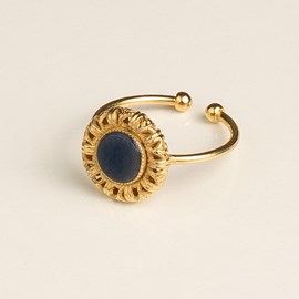 Bague plaqué or – sodalite naturelle