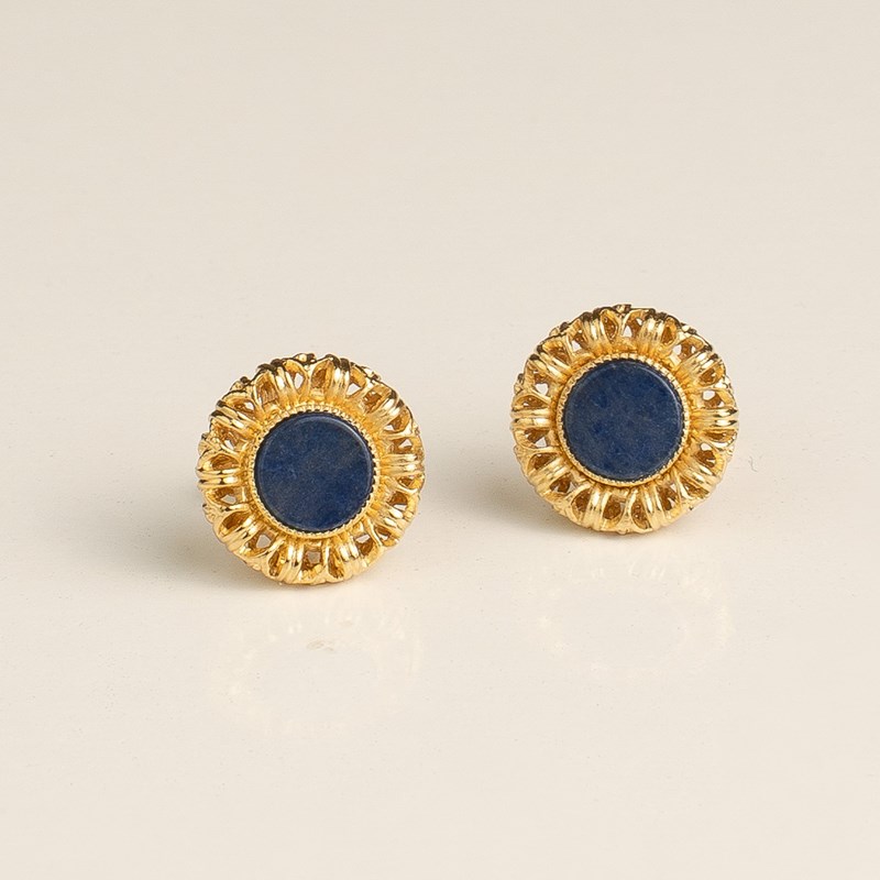 Boucles plaqué or – sodalite naturelle