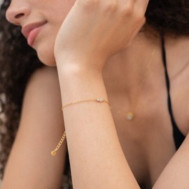 Bracelet plaqué or aiguemarine naturelle