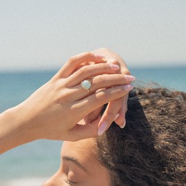 Bague plaqué or – aigue-marine naturelle