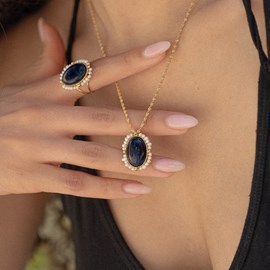 Collier plaqué or – sodalite & perles