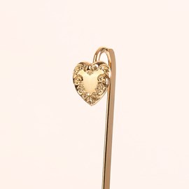 Marque-page doré – cœur et relief floral