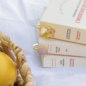 Marque-page doré – quartz rose naturel