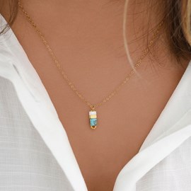 Collier pendentif géométrique bleu turquoise