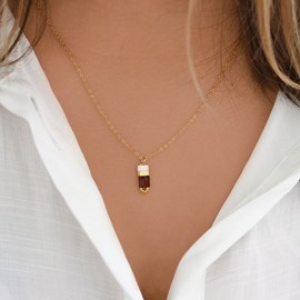 Collier fin avec perles de verre et chaine fine - rouge