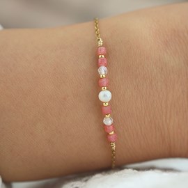 Bracelet tourmaline rose et pierre de lune naturelle