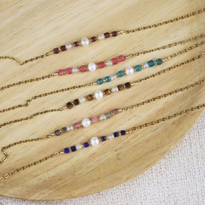 Bracelet perle de culture et apatite naturelle - acier inoxydable